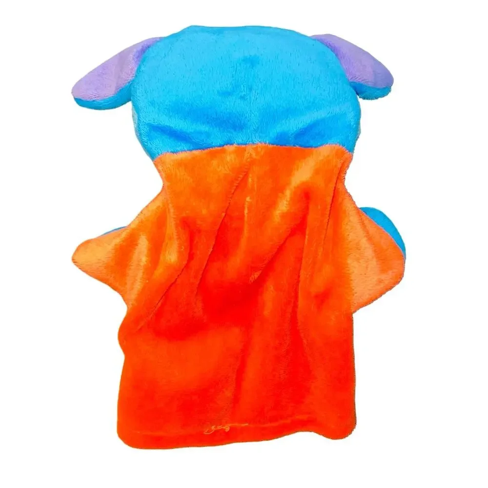 The Puppet Company Cow Hand Puppet Blue Orange Colorful Knitted Sock Toy 10